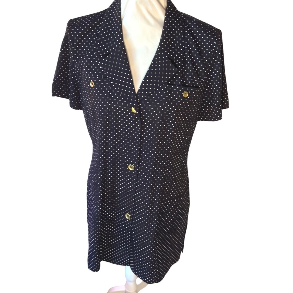 Y2K Danny & Nicole oversized Blazer Shirt Xmas Dress only Polka Dot Women's 10
